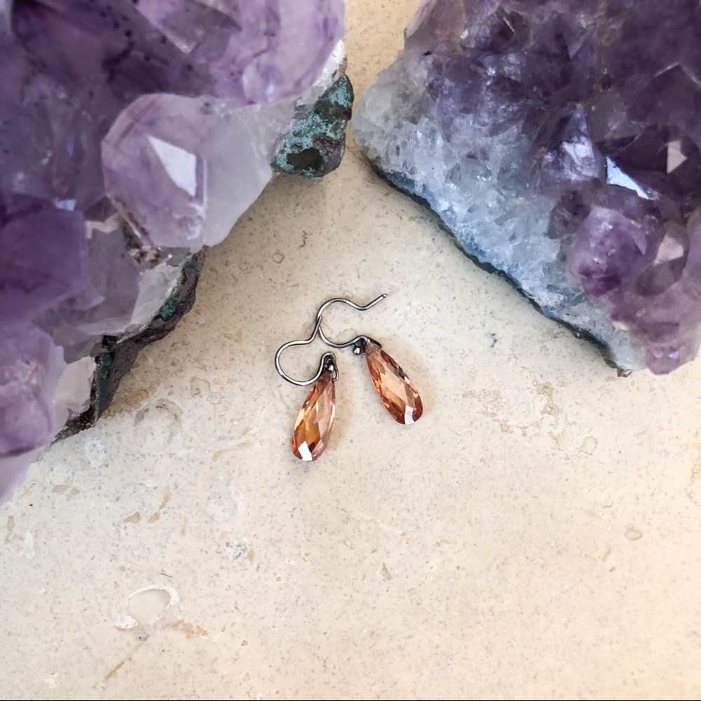 Amber Faceted Drop Earrings